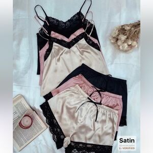Silk and Lace Camisole and Shorts Set